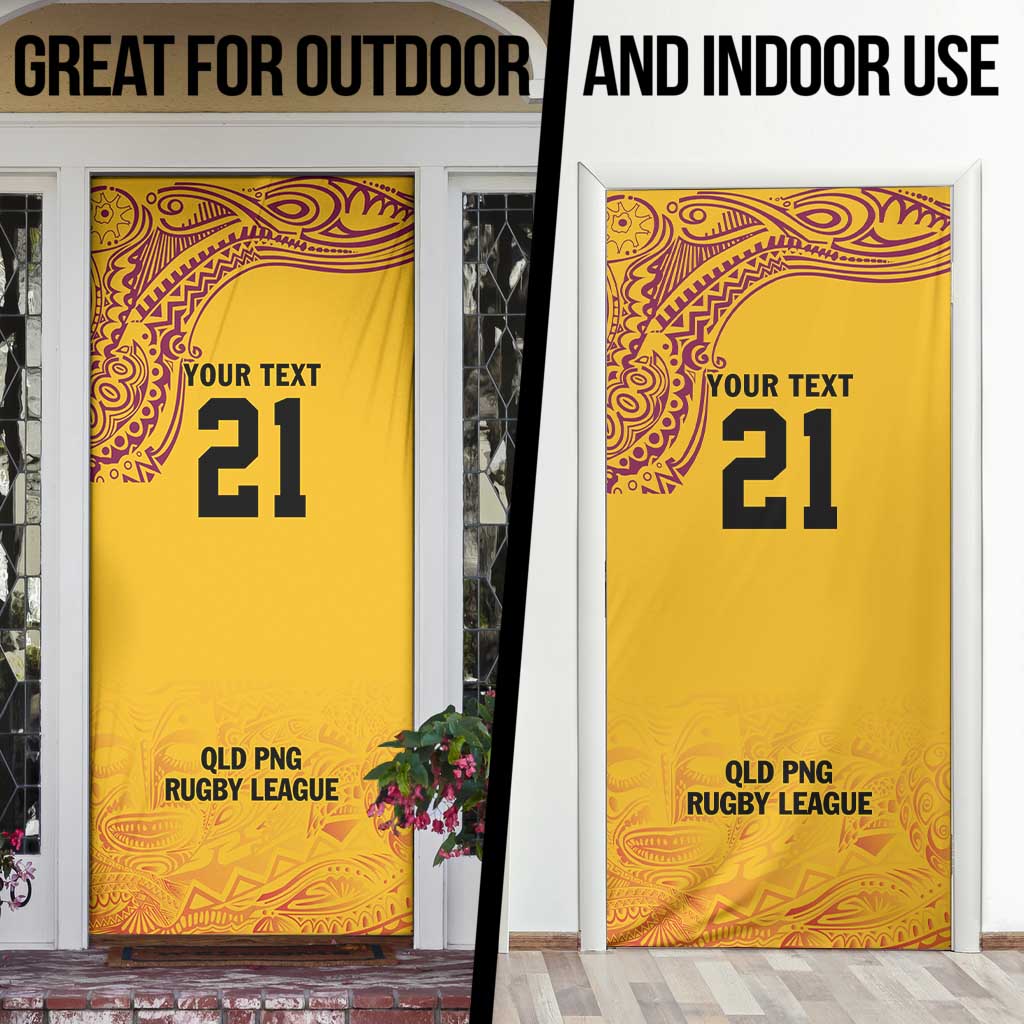 Queensland Papua New Guinea Custom Door Cover All Gold Pacific PNG Tribal Style - Aussie Hoodie