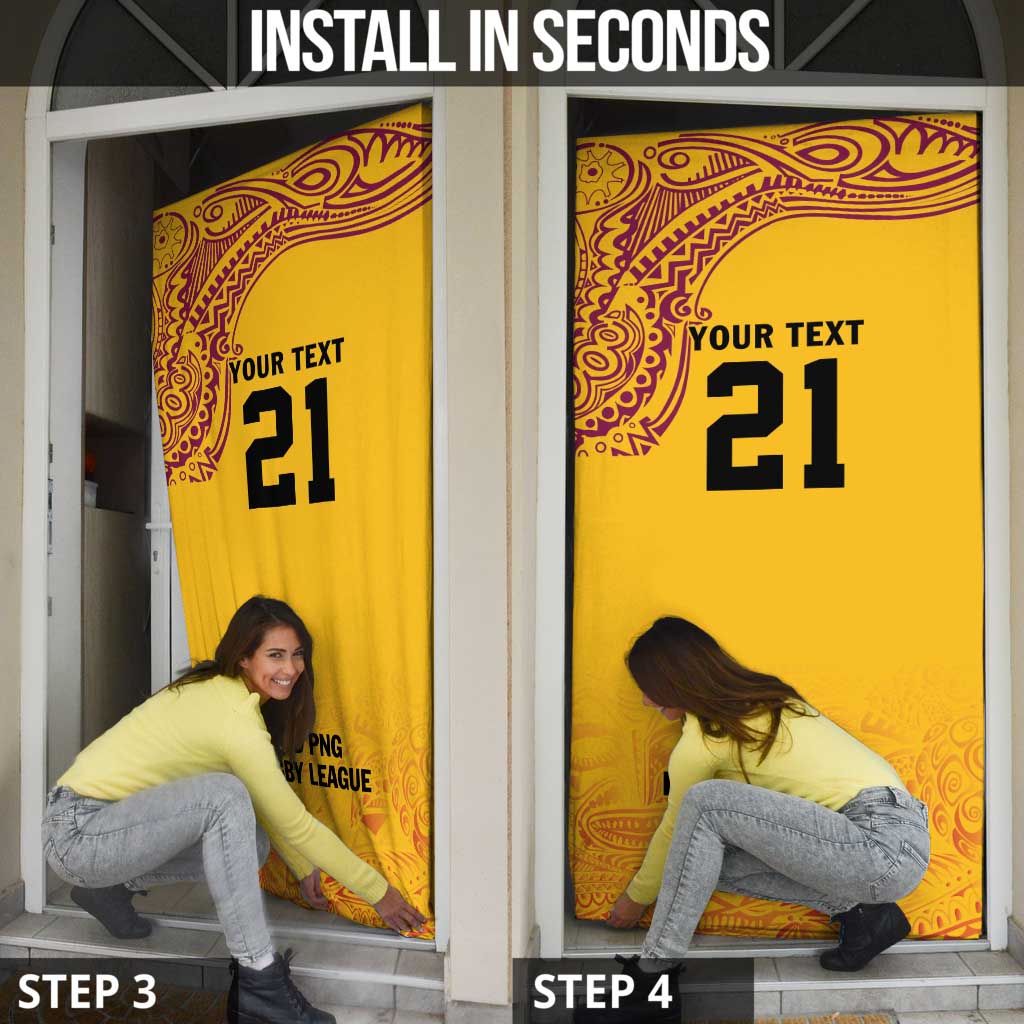 Queensland Papua New Guinea Custom Door Cover All Gold Pacific PNG Tribal Style - Aussie Hoodie