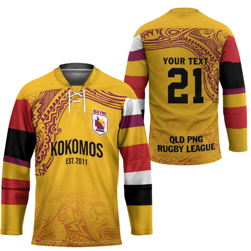 Queensland Papua New Guinea Custom Hockey Jersey All Gold Pacific PNG Tribal Style - Aussie Hoodie