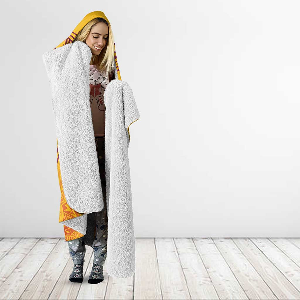 Queensland Papua New Guinea Custom Hooded Blanket All Gold Pacific PNG Tribal Style