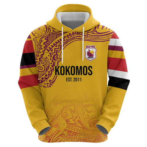 Queensland Papua New Guinea Custom Hoodie All Gold Pacific PNG Tribal Style