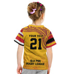 Queensland Papua New Guinea Custom Kid T Shirt All Gold Pacific PNG Tribal Style
