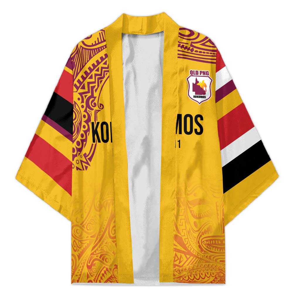 Queensland Papua New Guinea Custom Kimono All Gold Pacific PNG Tribal Style - Aussie Hoodie