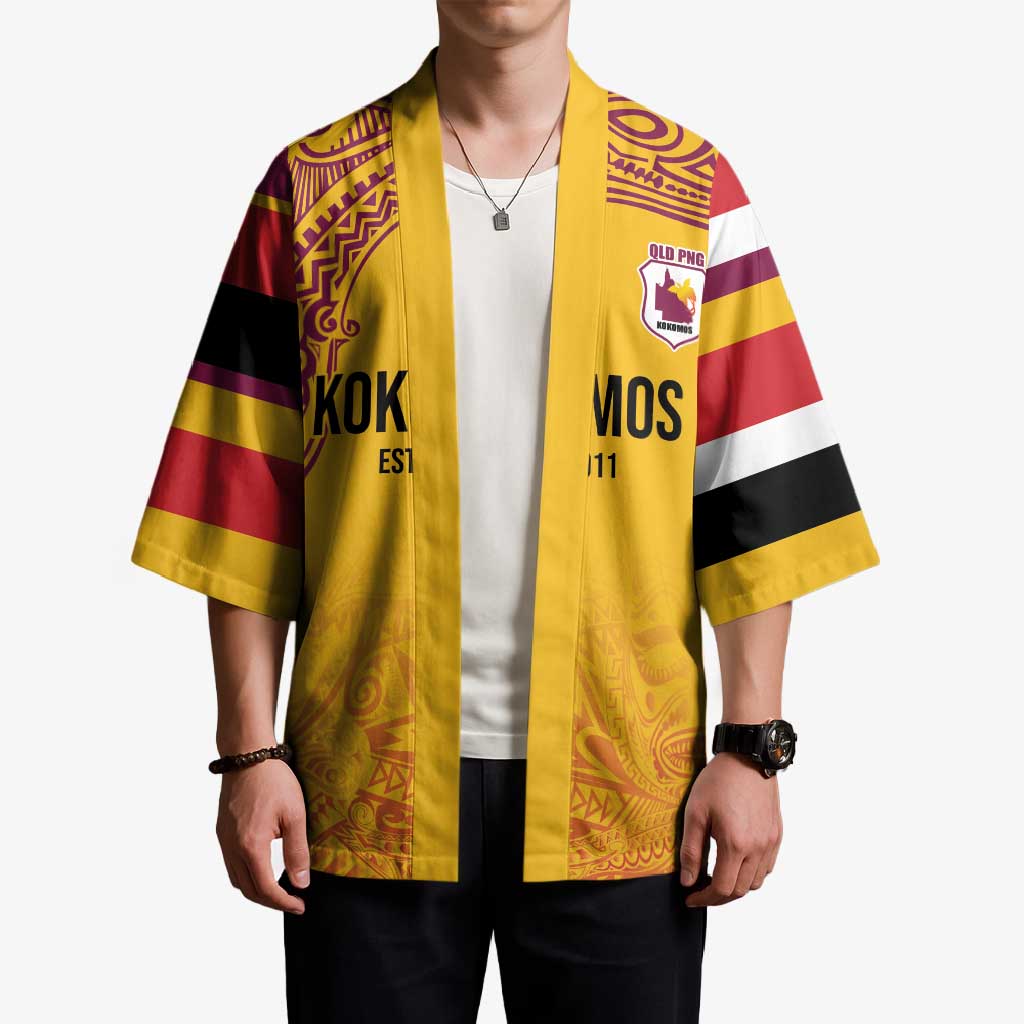 Queensland Papua New Guinea Custom Kimono All Gold Pacific PNG Tribal Style - Aussie Hoodie
