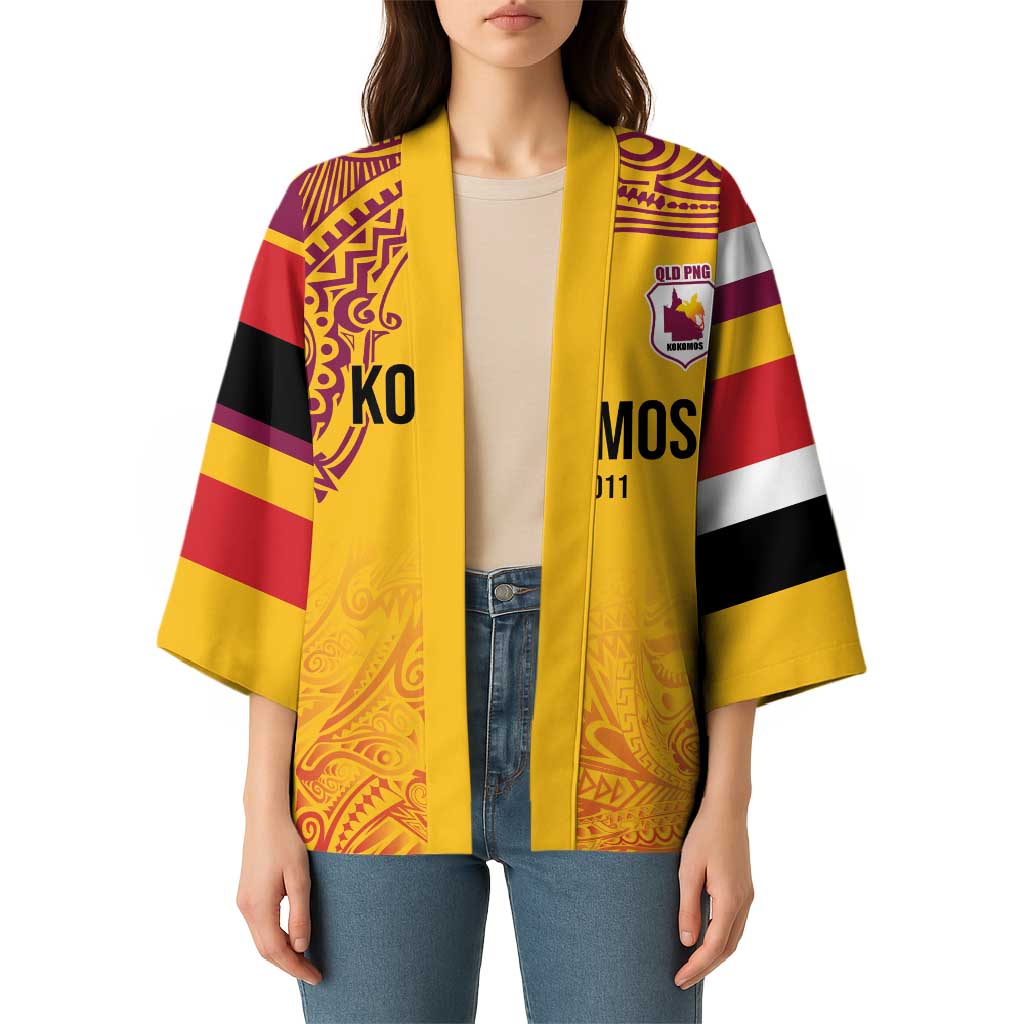 Queensland Papua New Guinea Custom Kimono All Gold Pacific PNG Tribal Style - Aussie Hoodie