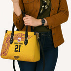 Queensland Papua New Guinea Custom Leather Bag All Gold Pacific PNG Tribal Style - Aussie Hoodie