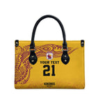 Queensland Papua New Guinea Custom Leather Bag All Gold Pacific PNG Tribal Style - Aussie Hoodie