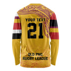 Queensland Papua New Guinea Custom Long Sleeve Shirt All Gold Pacific PNG Tribal Style