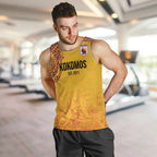 Queensland Papua New Guinea Custom Men Tank Top All Gold Pacific PNG Tribal Style