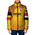 Queensland Papua New Guinea Custom Padded Jacket All Gold Pacific PNG Tribal Style - Aussie Hoodie