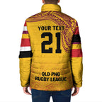 Queensland Papua New Guinea Custom Padded Jacket All Gold Pacific PNG Tribal Style - Aussie Hoodie