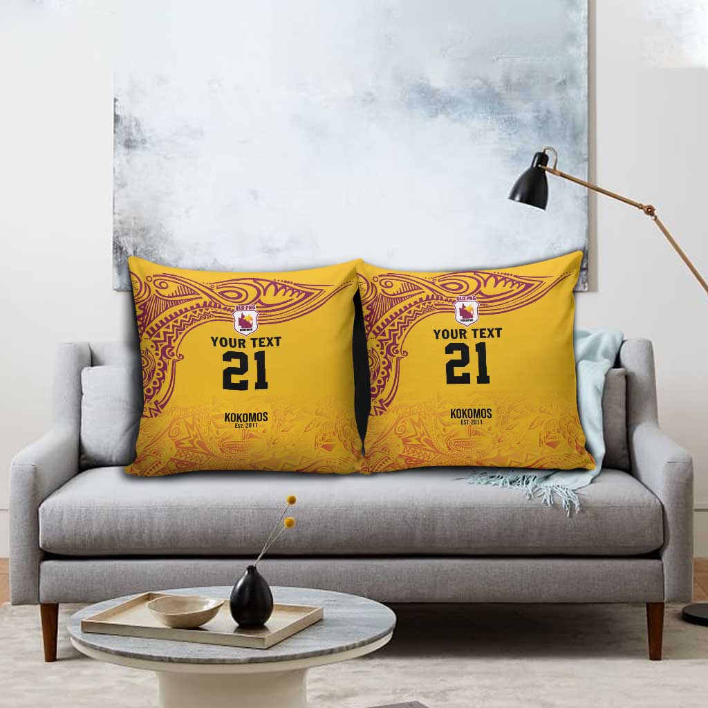 Queensland Papua New Guinea Custom Pillow Cover All Gold Pacific PNG Tribal Style - Aussie Hoodie