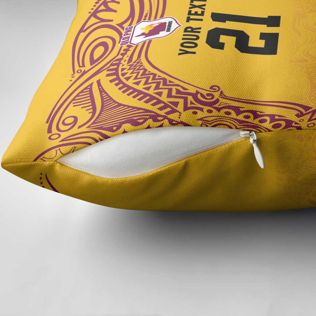 Queensland Papua New Guinea Custom Pillow Cover All Gold Pacific PNG Tribal Style - Aussie Hoodie