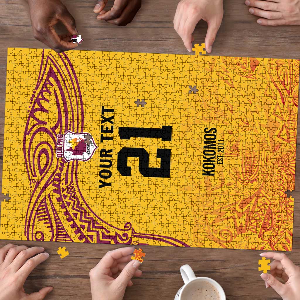 Queensland Papua New Guinea Custom Puzzle All Gold Pacific PNG Tribal Style - Aussie Hoodie