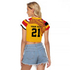 Queensland Papua New Guinea Custom Raglan Cropped T Shirt All Gold Pacific PNG Tribal Style