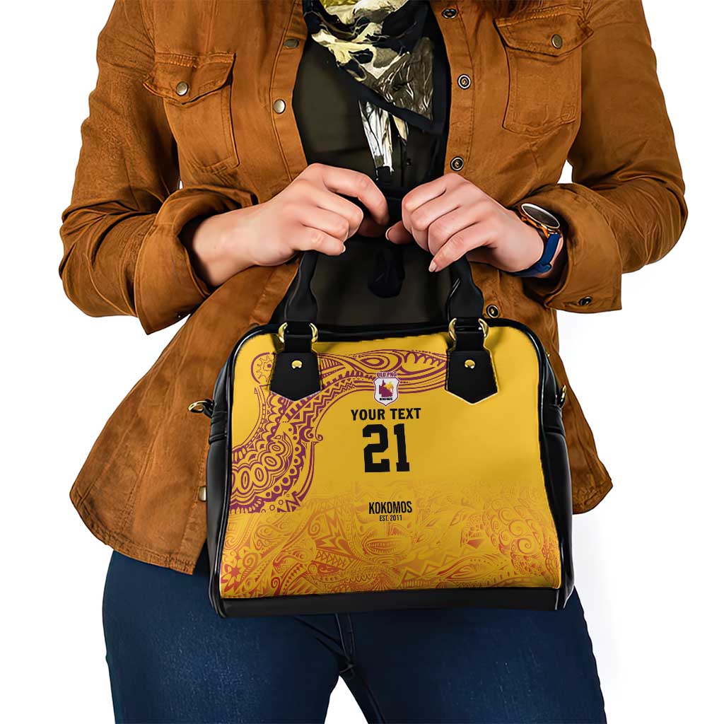 Queensland Papua New Guinea Custom Shoulder Handbag All Gold Pacific PNG Tribal Style