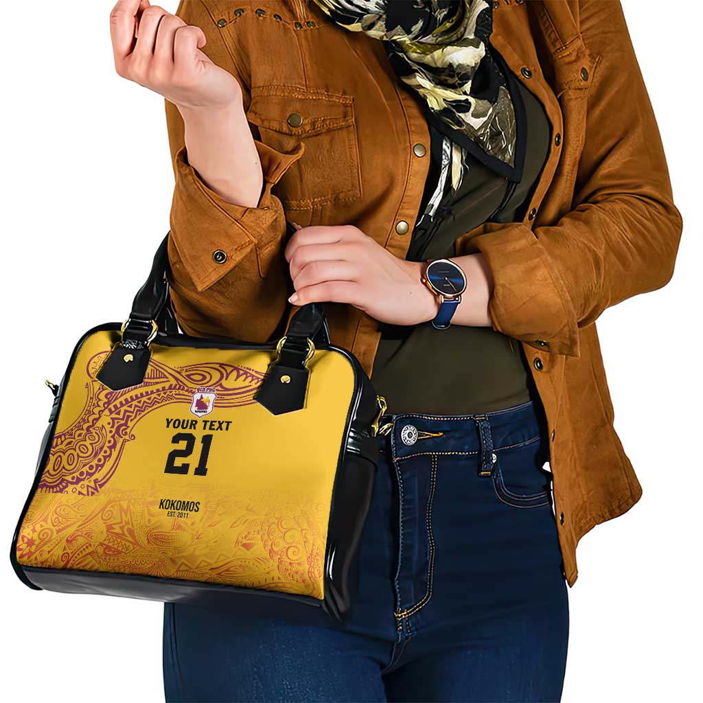 Queensland Papua New Guinea Custom Shoulder Handbag All Gold Pacific PNG Tribal Style