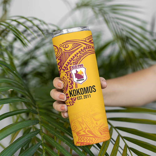 Queensland Papua New Guinea Custom Skinny Tumbler All Gold Pacific PNG Tribal Style