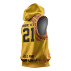 Queensland Papua New Guinea Custom Sleeveless Hoodie All Gold Pacific PNG Tribal Style - Aussie Hoodie