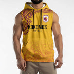Queensland Papua New Guinea Custom Sleeveless Hoodie All Gold Pacific PNG Tribal Style - Aussie Hoodie