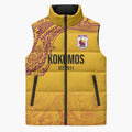 Queensland Papua New Guinea Custom Sleeveless Puffer Jacket All Gold Pacific PNG Tribal Style - Aussie Hoodie