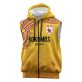 Queensland Papua New Guinea Custom Sleeveless Zip Hoodie All Gold Pacific PNG Tribal Style LT9