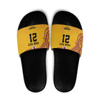 Queensland Papua New Guinea Custom Slide Sandals All Gold Pacific PNG Tribal Style - Aussie Hoodie