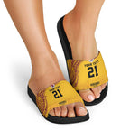 Queensland Papua New Guinea Custom Slide Sandals All Gold Pacific PNG Tribal Style - Aussie Hoodie