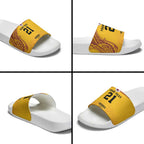 Queensland Papua New Guinea Custom Slide Sandals All Gold Pacific PNG Tribal Style - Aussie Hoodie