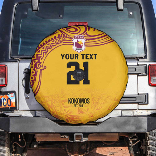 Queensland Papua New Guinea Custom Spare Tire Cover All Gold Pacific PNG Tribal Style