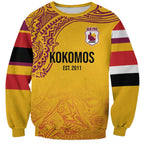Queensland Papua New Guinea Custom Sweatshirt All Gold Pacific PNG Tribal Style
