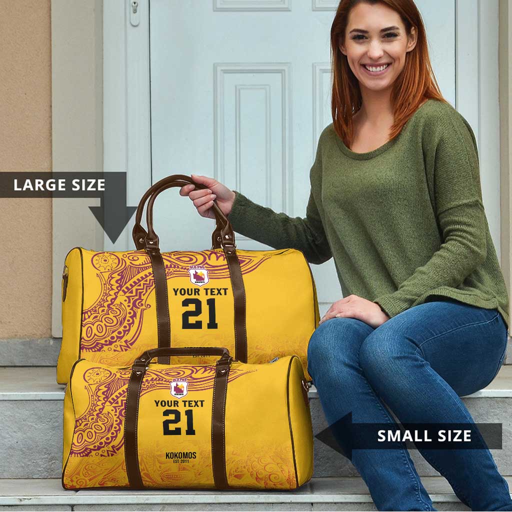 Queensland Papua New Guinea Custom Travel Bag All Gold Pacific PNG Tribal Style - Aussie Hoodie