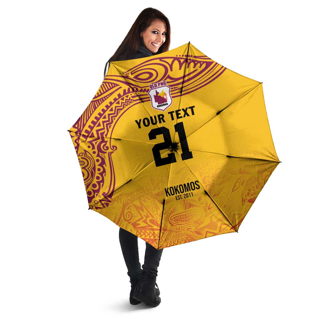 Queensland Papua New Guinea Custom Umbrella All Gold Pacific PNG Tribal Style - Aussie Hoodie
