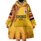 Queensland Papua New Guinea Custom Wearable Blanket Hoodie All Gold Pacific PNG Tribal Style