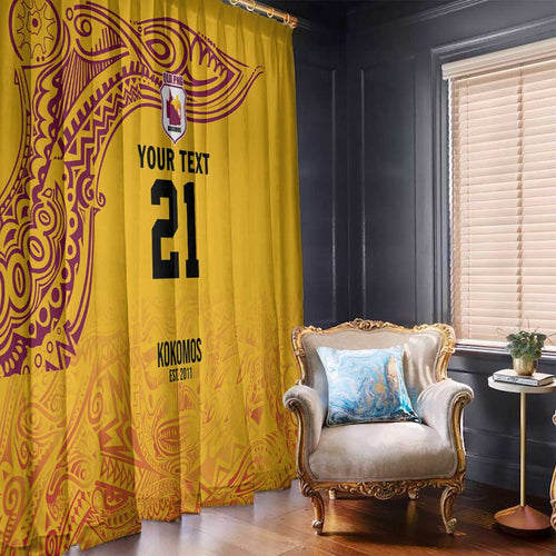 Queensland Papua New Guinea Custom Window Curtain All Gold Pacific PNG Tribal Style