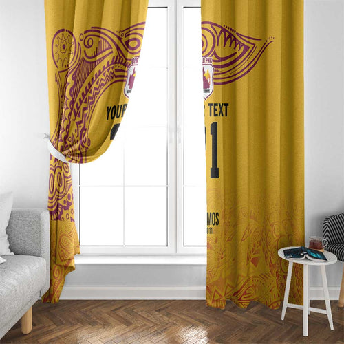 Queensland Papua New Guinea Custom Window Curtain All Gold Pacific PNG Tribal Style