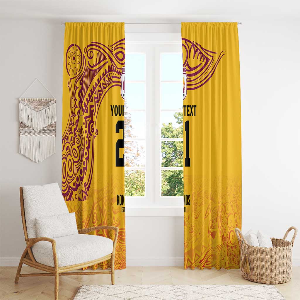 Queensland Papua New Guinea Custom Window Curtain All Gold Pacific PNG Tribal Style