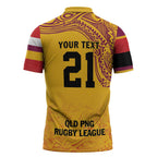 Queensland Papua New Guinea Custom Zipper Polo Shirt All Gold Pacific PNG Tribal Style - Aussie Hoodie