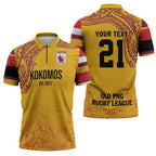 Queensland Papua New Guinea Custom Zipper Polo Shirt All Gold Pacific PNG Tribal Style - Aussie Hoodie
