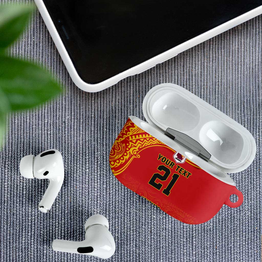 Queensland Papua New Guinea Custom AirPods Case All Red Pacific PNG Tribal Style - Aussie Hoodie