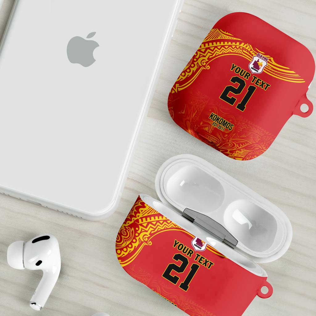 Queensland Papua New Guinea Custom AirPods Case All Red Pacific PNG Tribal Style - Aussie Hoodie