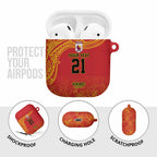 Queensland Papua New Guinea Custom AirPods Case All Red Pacific PNG Tribal Style - Aussie Hoodie