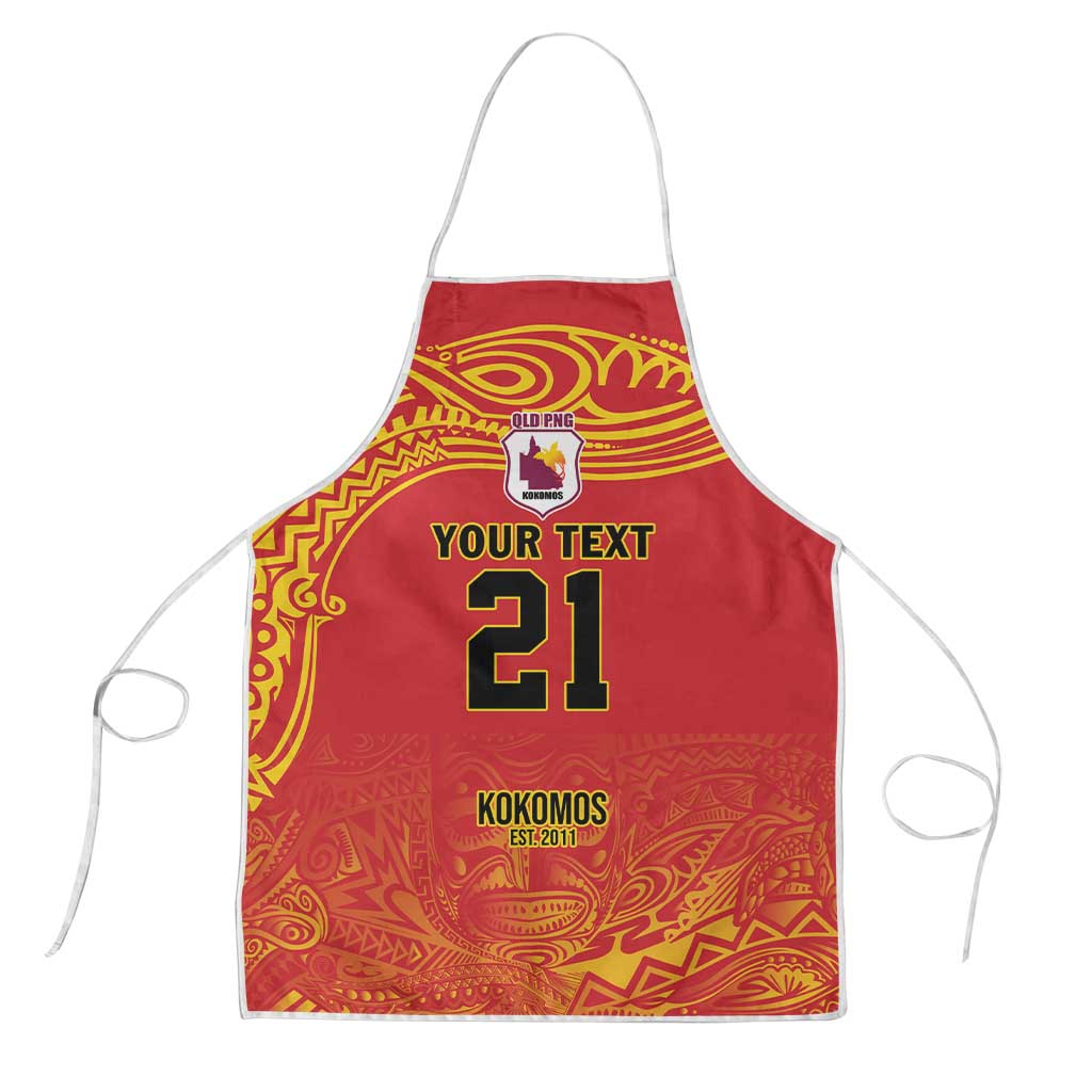 Queensland Papua New Guinea Custom Apron All Red Pacific PNG Tribal Style - Aussie Hoodie