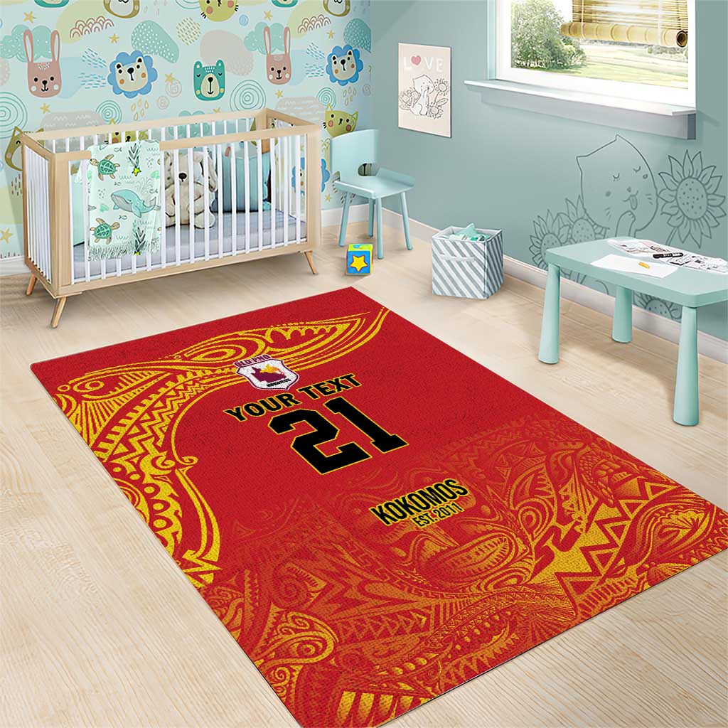 Queensland Papua New Guinea Custom Area Rug All Red Pacific PNG Tribal Style