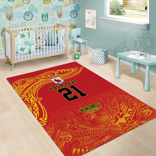Queensland Papua New Guinea Custom Area Rug All Red Pacific PNG Tribal Style