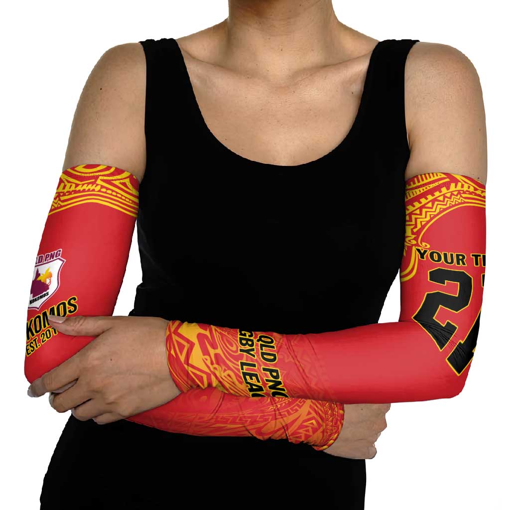 Queensland Papua New Guinea Custom Arm Sleeves All Red Pacific PNG Tribal Style - Aussie Hoodie