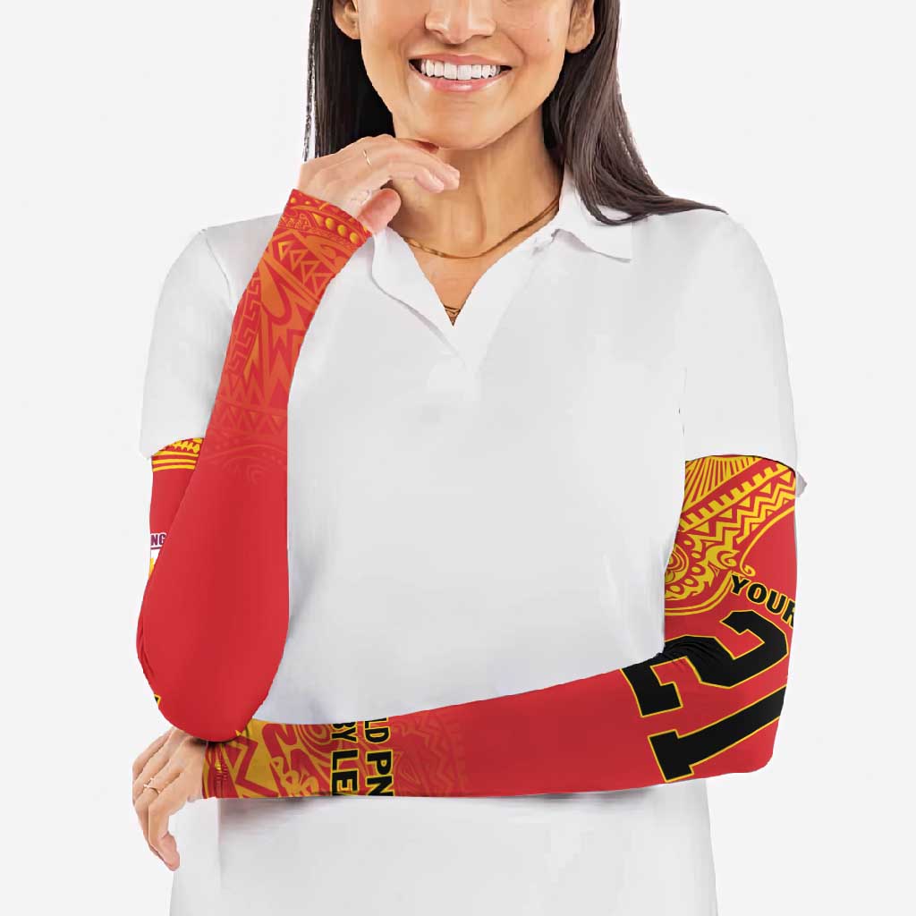 Queensland Papua New Guinea Custom Arm Sleeves All Red Pacific PNG Tribal Style - Aussie Hoodie