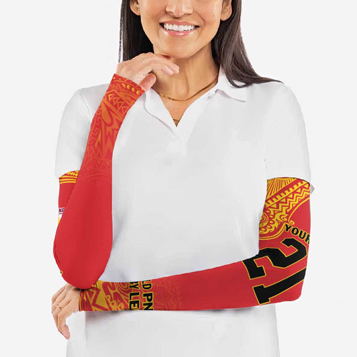 Queensland Papua New Guinea Custom Arm Sleeves All Red Pacific PNG Tribal Style - Aussie Hoodie