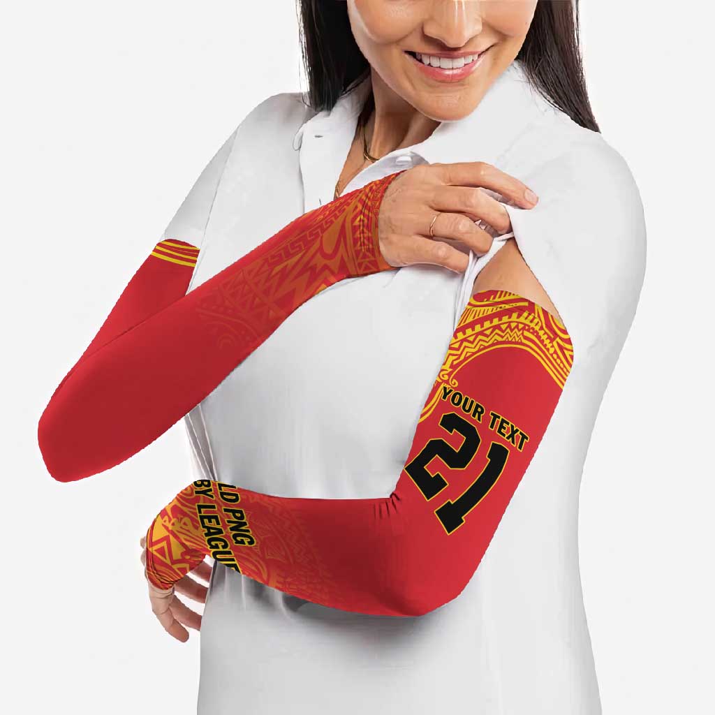 Queensland Papua New Guinea Custom Arm Sleeves All Red Pacific PNG Tribal Style - Aussie Hoodie