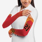 Queensland Papua New Guinea Custom Arm Sleeves All Red Pacific PNG Tribal Style - Aussie Hoodie